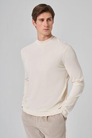  Erkek Ekru Trend Bisiklet Yaka Rayon Triko