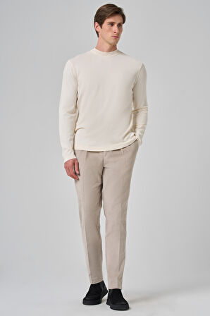  Erkek Ekru Trend Bisiklet Yaka Rayon Triko