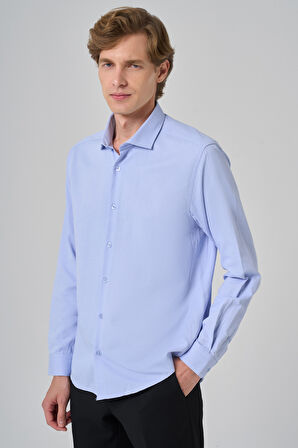  Erkek A. MAVİ Slim Fit İtalyan Yaka Gömlek