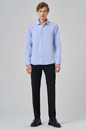  Erkek A. MAVİ Slim Fit İtalyan Yaka Gömlek
