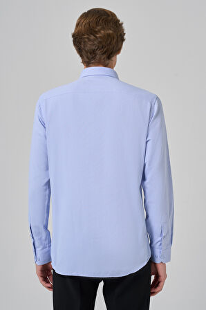  Erkek A. MAVİ Slim Fit İtalyan Yaka Gömlek