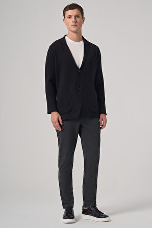  Erkek Siyah Trend Klasik Yaka Ön Düğmeli Hırka