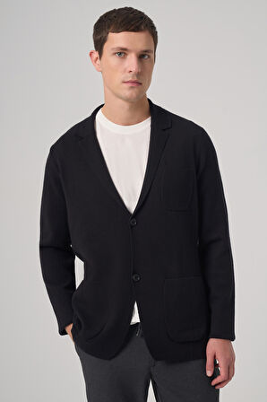  Erkek Siyah Trend Klasik Yaka Ön Düğmeli Hırka