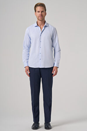  Erkek A. MAVİ Trend Slim Fit İtalyan Yaka Gömlek