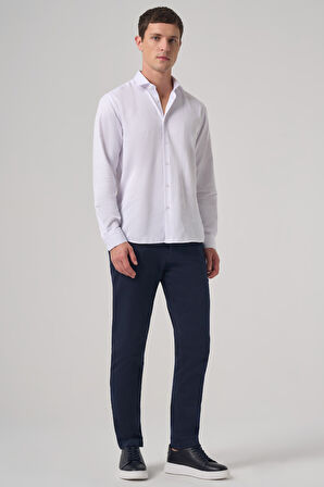  Erkek Beyaz Trend Slim Fit İtalyan Yaka Gömlek
