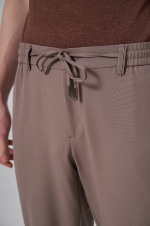  Erkek KAHVE Trend Düz Slim Fit Lastikli İpli Pantolon