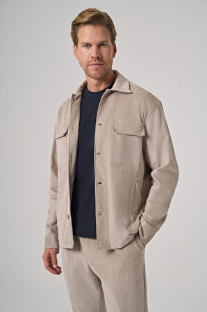  Erkek Taş Trend Çift Cepli Kadife Gömlek Ceket