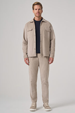  Erkek Taş Trend Çift Cepli Kadife Gömlek Ceket