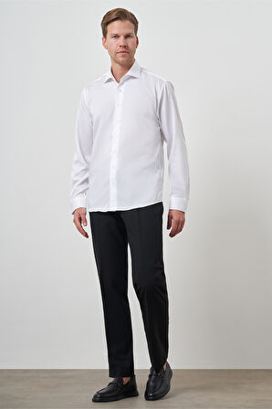  Erkek Beyaz Pamuk Trend Slim Fit Dar Kesim Non Iron Gömlek