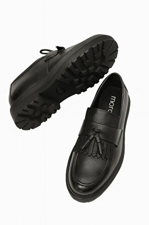  Erkek Siyah Casual Flotur Eva Taban Deri Ayakkabı