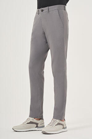 Erkek Gri İhracat Yazlık Pamuk Yan Cep Slim Fit Chino Pantolon