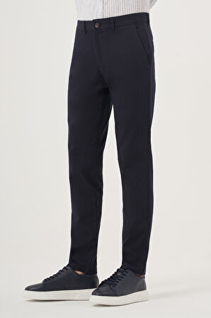  Erkek Lacivert İhracat Yazlık Pamuk Yan Cep Slim Fit Chino Pantolon