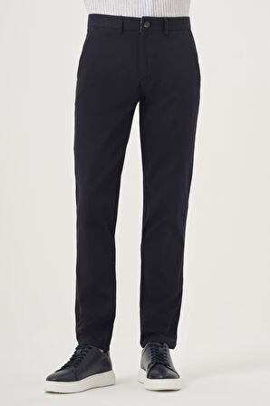  Erkek Lacivert İhracat Yazlık Pamuk Yan Cep Slim Fit Chino Pantolon