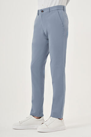  Erkek A. MAVİ İhracat Yazlık Pamuk Yan Cep Slim Fit Chino Pantolon