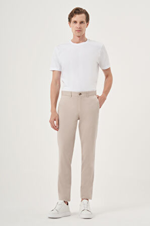  Erkek Bej İhracat Yazlık Pamuk Yan Cep Slim Fit Chino Pantolon