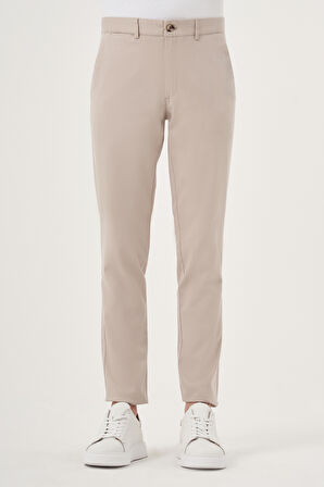  Erkek Bej İhracat Yazlık Pamuk Yan Cep Slim Fit Chino Pantolon