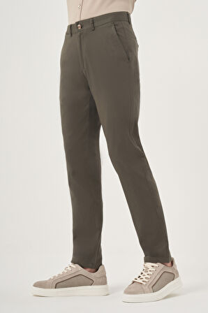  Erkek Yeşil İhracat Yazlık Pamuk Yan Cep Slim Fit Chino Pantolon