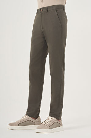  Erkek Yeşil İhracat Yazlık Pamuk Yan Cep Slim Fit Chino Pantolon