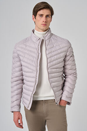  Erkek Ekru Polyester Kısa Kapitone Mont