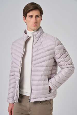  Erkek Ekru Polyester Kısa Kapitone Mont