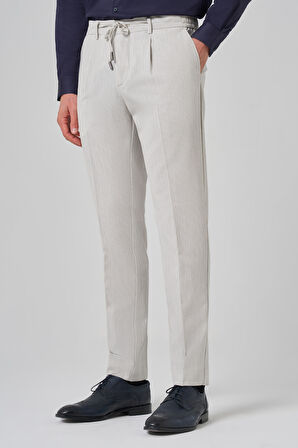  Erkek Taş Poliviskon Trend Çizgili Slim Fit Jogger Pantolon