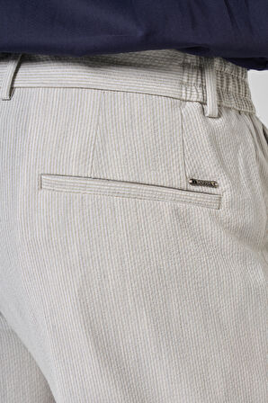  Erkek Taş Poliviskon Trend Çizgili Slim Fit Jogger Pantolon