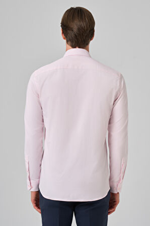  Erkek Pembe Slim Fit Sert Yaka Gömlek