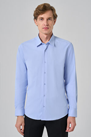  Erkek A. MAVİ Slim Fit Sert Yaka Gömlek