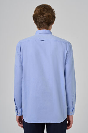  Erkek A. MAVİ Regular Fit Düğmeli Yaka Gömlek