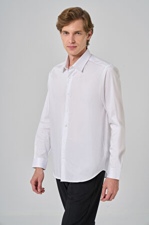  Erkek Beyaz Dynamic Fit Sert Yaka Gömlek