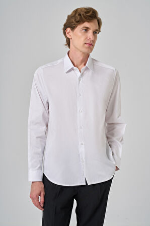  Erkek Beyaz Dynamic Fit Sert Yaka Gömlek