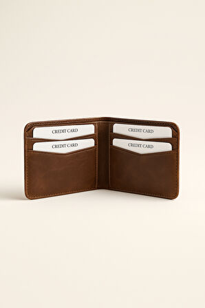  Erkek KAHVE %100 Deri Cüzdan Kartlık