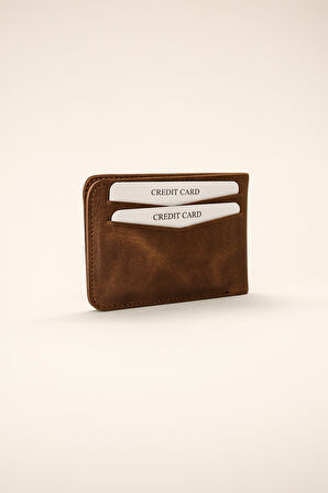  Erkek KAHVE %100 Deri Cüzdan Kartlık