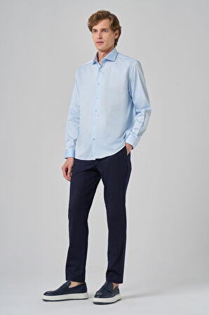  Erkek A. MAVİ Pamuk Trend Dynamic Fit İtalyan Yaka Gömlek