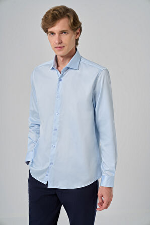  Erkek A. MAVİ Pamuk Trend Dynamic Fit İtalyan Yaka Gömlek