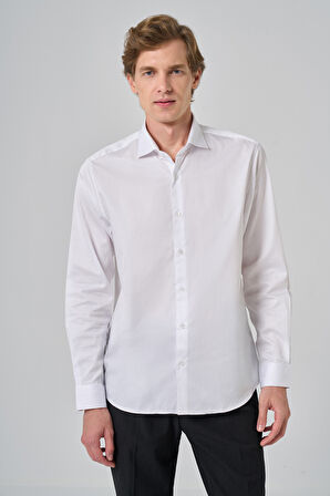  Erkek Beyaz Pamuk Trend Dynamic Fit İtalyan Yaka Gömlek