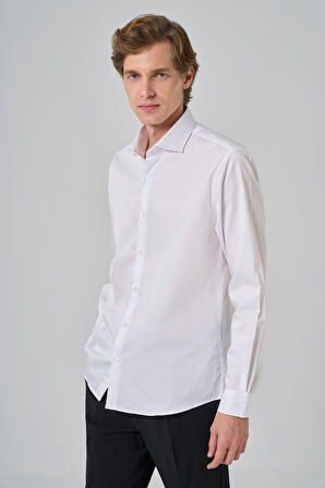  Erkek Beyaz Pamuk Trend Dynamic Fit İtalyan Yaka Gömlek