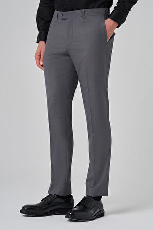  Erkek Gri Klasik Slim Fit Dar Kesim Pantolon