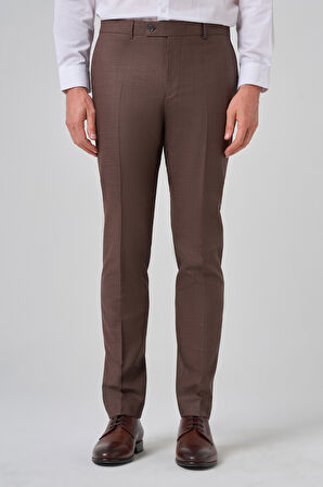  Erkek KAHVE Klasik Slim Fit Dar Kesim Pantolon