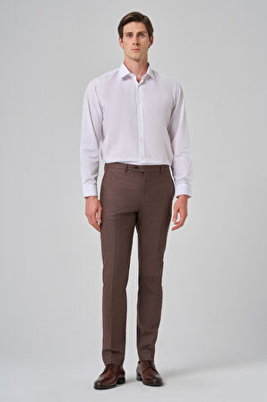  Erkek KAHVE Klasik Slim Fit Dar Kesim Pantolon