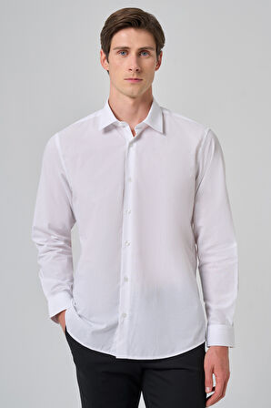  Erkek Beyaz Trend Regular Fit Gömlek