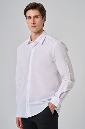  Erkek Beyaz Trend Regular Fit Gömlek