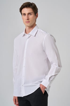  Erkek Beyaz Trend Regular Fit Gömlek