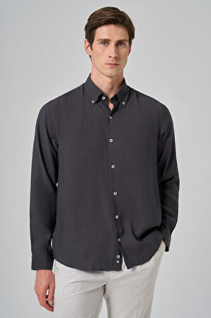  Erkek Füme Dynamic Fit Düğmeli Yaka Modal Gömlek