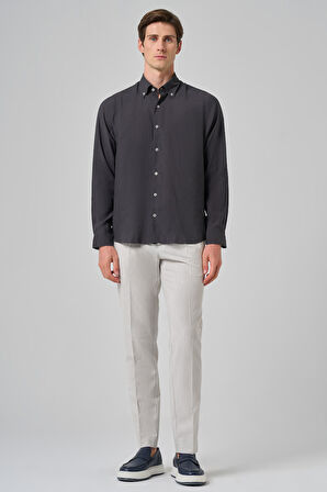  Erkek Füme Dynamic Fit Düğmeli Yaka Modal Gömlek