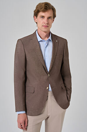  Erkek KAHVE Yünlü Dynamic Fit Rahat Kesim Ceket