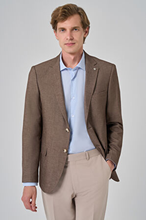  Erkek KAHVE Yünlü Dynamic Fit Rahat Kesim Ceket