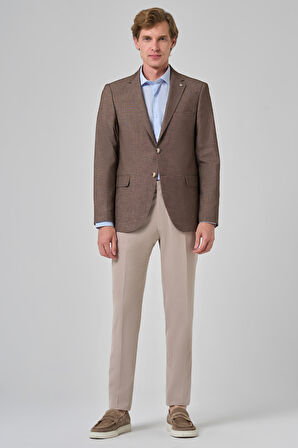  Erkek KAHVE Yünlü Dynamic Fit Rahat Kesim Ceket