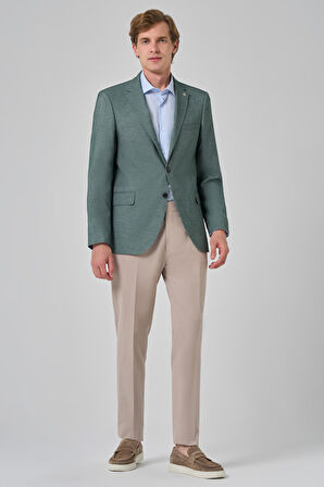  Erkek Yeşil Yünlü Dynamic Fit Rahat Kesim Ceket