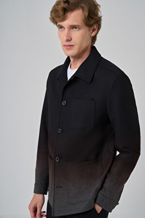  Erkek Siyah Poliviskon Panolu Gömlek Ceket
